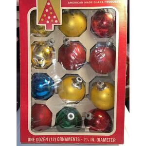VTG 1950's Mercury Glass Coby Glass Products Christmas Ornaments Set of 12 -S1